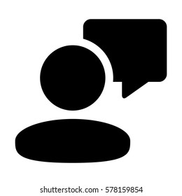 Message Icon Vector Person Chat Speech Bubble With Male Profile Avatar Symbol for Communication in Flat Color Glyph Pictogram illustration