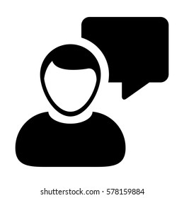 Message Icon Vector Person Chat Speech Bubble With Male Profile Avatar Symbol for Communication in Flat Color Glyph Pictogram illustration
