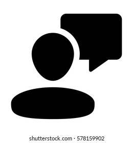 Message Icon Vector Person Chat Speech Bubble With Male Profile Avatar Symbol for Communication in Flat Color Glyph Pictogram illustration