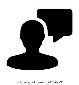 Message Icon Vector Person Chat Speech Bubble With Male Profile Avatar Symbol for Communication in Flat Color Glyph Pictogram illustration