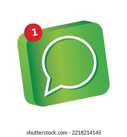 Message icon. Volumetric 3d icon for chat