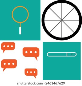 message icon, the wheel, search bar icon.