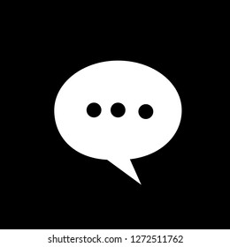 Message icon in white color on a black background. Editable vector file (eps). Symbol for use in website design, mobile app, user interface and everything.