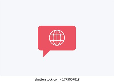 Message icon with white internet sign. Web.