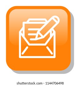 Message Icon. Writing Letter concept. Editable stroke flat icons. Simple thin line art logo. Web app button. Vector illustration. 