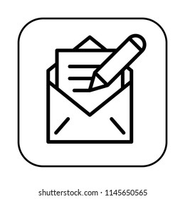 Message Icon. Writing Letter concept. Editable stroke flat icons. Simple thin line art logo. Web app button. Vector illustration. 