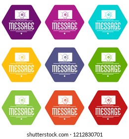 Message icons 9 set coloful isolated on white for web