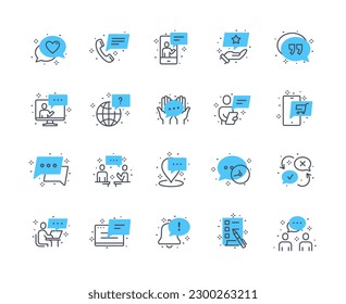 Message icons color set. Communication in social networks and instant messengers. Internet interaction and online conversation. Chat and dialogue. Flat vector collection isolated on white background