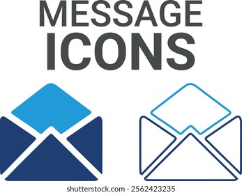 Message icons. Containing speak, phone, mail, contact, chat, website, satellite, radio, antenna, message and more. Solid icons collection, vector illustration.