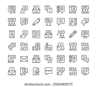 Message icons. Outline symbols collection. Premium vector line icons set