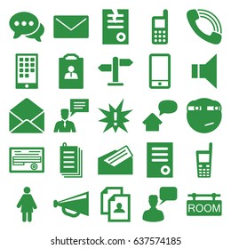 Message icons set. set of 25 message filled icons such as phone, chatting man, document, resume, megaphone, paper, rolling eyes emoji, chat, man with chat bubblle, old phone