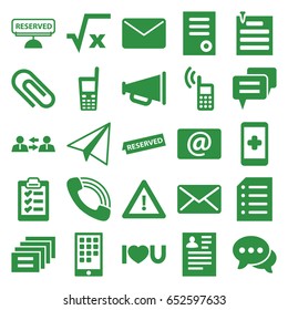 Message icons set. set of 25 message filled icons such as paper airplane, document, resume, warning, i love you, chat, old phone, call, email, mail, paper pin, paper, reserved