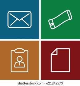 Message icons set. set of 4 message outline icons such as wavy phone, paper, resume