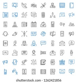 Message Icons Set. Collection Of Message With Chat, Email, Agenda, Wedding Video, Smartphone, Phone Book, Cellphone, Open, Write, Bubbles. Editable And Scalable Message Icons.