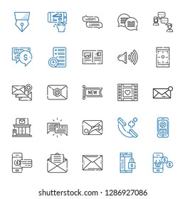 Message Icons Set. Collection Of Message With Smartphone, Email, Phone Call, Chat, Post Office, Wedding Video, New, Speaker, Postcard, Planning. Editable And Scalable Message Icons.