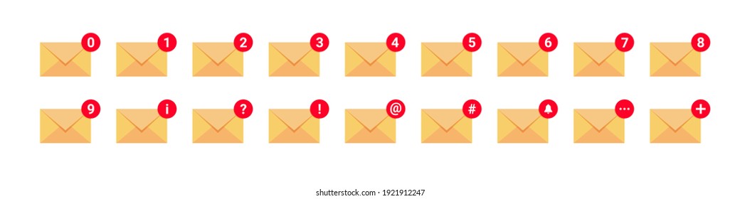 Message icons set. Email icons. Envelope icons. Notification icons. Vector illustration