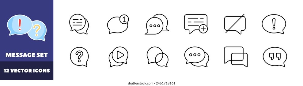 Message icons set. Linear style. Vector icons