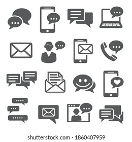 Iconos de mensajes configurados en fondo blanco