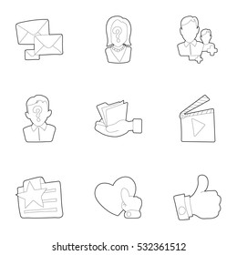 Message icons set. Outline illustration of 9 message vector icons for web