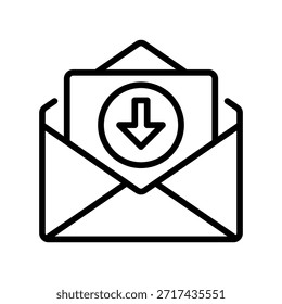 Message Inbox Line Icon, Outline Symbol for Email Receipt, Notification Center, Letter Storage, Communication Hub, and Digital Mail. Vector Sign Icon.