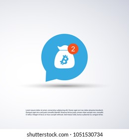 Diseño de iconos de indicador de mensaje - Oportunidades de negocio, nueva información - Concepto de bitcoin