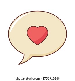 message isolate  on white background. Flat style object.simple design.Love message concept