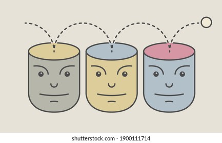 A message jumps from one head to another. Abstract vector illustration