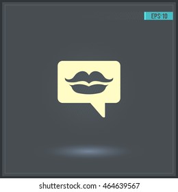 Message with a kiss. Vector icon.