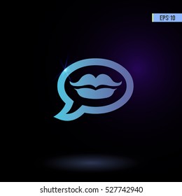 Message with a kiss vector icon. Graphic symbol for web design, logo. Isolated sign on a black background.
