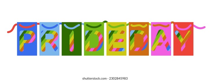 Message label for pride month. LGBTQ festival hang tag. Text for Pride Month. Symbol for happy month. Text for LGBTQ.