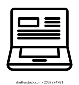 Message in laptop line icon, delivery symbol, pc with text website vector sign on white background, notebook with read email on screen icon outline style for mobile and web. Vector graphics