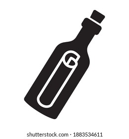Message or letter in a bottle flat vector icon for apps and websites