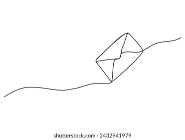 Message letter, one line drawing vector illustration.