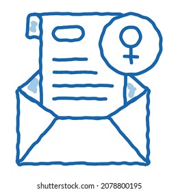 Message Letter sketch icon vector. Hand drawn blue doodle line art Message Letter sign. isolated symbol illustration