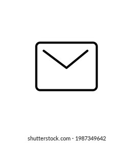 Icono de línea delgada de mensaje o carta en negro. Envía el concepto de correo. Símbolo aislado de estilo Alat, para: ilustración, minimalista, logotipo, móvil, logotipo, aplicación, emblema, diseño, web, ui, ux, gui. EPS vectorial 10