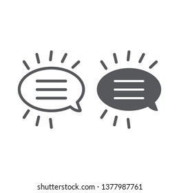 Message line and glyph icon, chat and dialog, bubble speech sign, vector graphics, a linear pattern on a white background, eps 10.