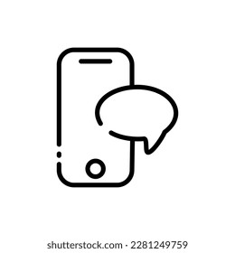 Message. Line icon, black, message icon. Vector icon.