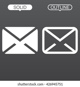 message line icon, envelope outline and solid vector logo, linear pictogram isolated on black, pixel perfect illustration