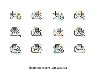 Message line icon. Incoming SMS, setting, search, mail, notice, notification. Correspondence concept. One line style. Vector line icon for Business and Advertising