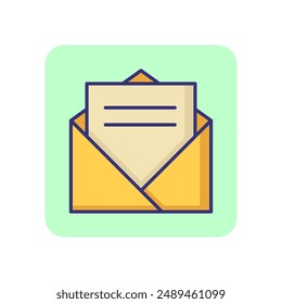 Message line icon. Open envelope with paper. Office concept. Can be used for topics like email, mailing, postal service, messenger, app design