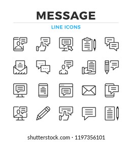 Message line icons set. Modern outline elements, graphic design concepts, simple symbols collection. Vector line icons