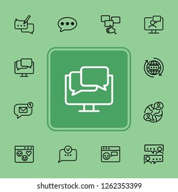 Message line icons. Set of line icons on white background. Communication concept. Speech bubbles, chat, globe. Can be used for topics like internet, online communication, modern lifestyle