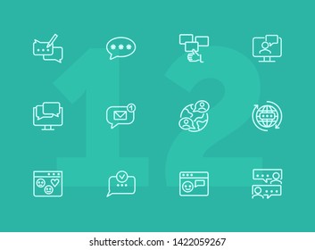Message line icons. Set of line icons on white background. Communication concept. Speech bubbles, chat, globe. Can be used for topics like internet, online communication, modern lifestyle