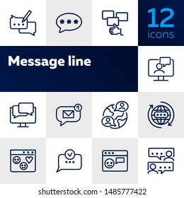 Message line icons. Set of line icons on white background. Communication concept. Speech bubbles, chat, globe. Can be used for topics like internet, online communication, modern lifestyle