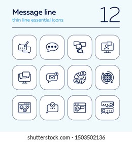 Message line icons. Set of line icons on white background. Communication concept. Speech bubbles, chat, globe. Can be used for topics like internet, online communication, modern lifestyle