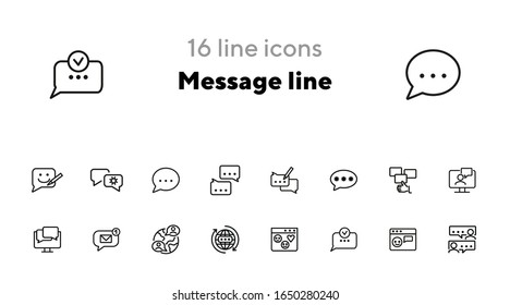 Message line icons. Set of line icons on white background. Communication concept. Speech bubbles, chat, globe. Can be used for topics like internet, online communication, modern lifestyle