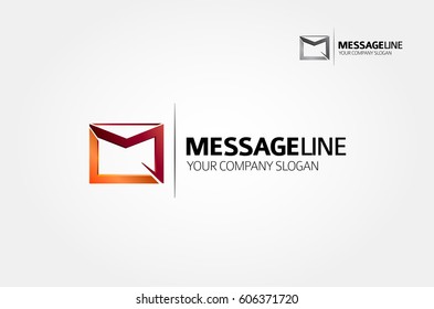 Message Line Vector Logo Template. Clean and modern style on white background.