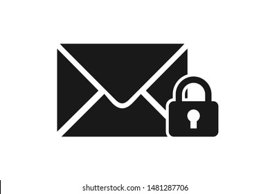 Message lock icon vector on white background 