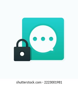 Símbolo del signo de bloqueo del mensaje. Chat sobre seguridad. Vector de ilustración