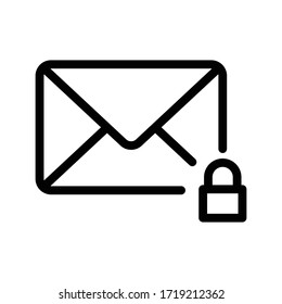 message lock vector thin line icon 